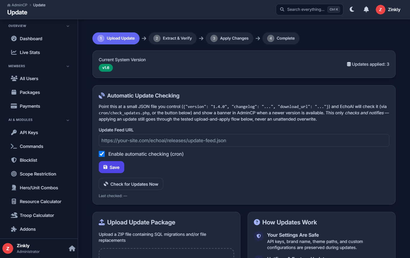 AdminCP - Update